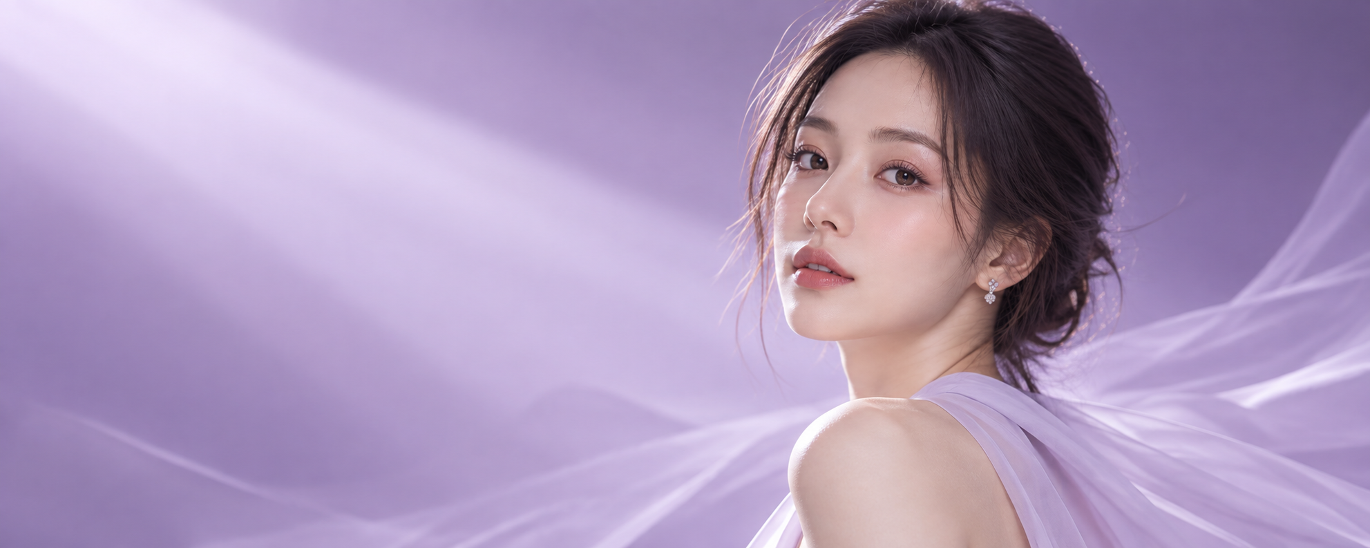 环球美天浅紫色品牌人物形象